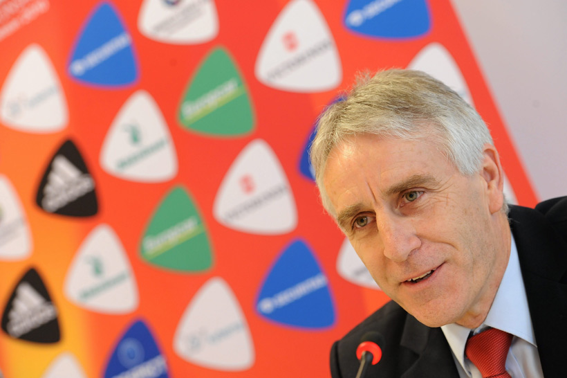 John Peacock at UEFA's pre-tournament press conference (image courtesy of Sportsfile).